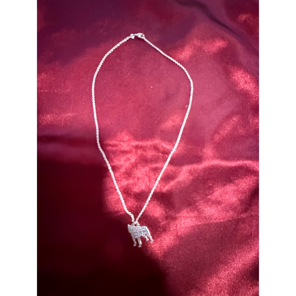 Silver Tone Pit Bull Dog Word Cloud Pendant Necklace Intelligence Strong Jewelry